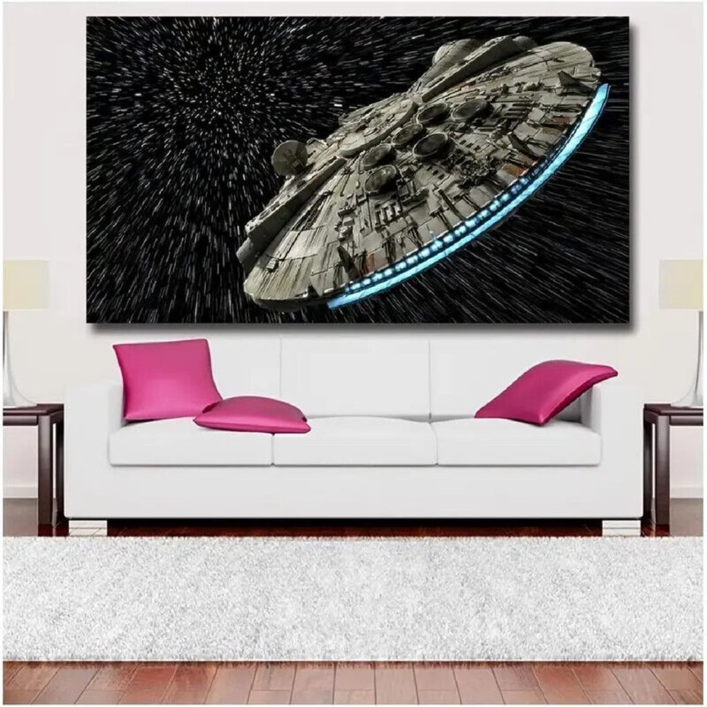 Star Wars Millennium Falcon Canvas Wall Art Poster 20x40 Han Solo Decor - Picture 3 of 6